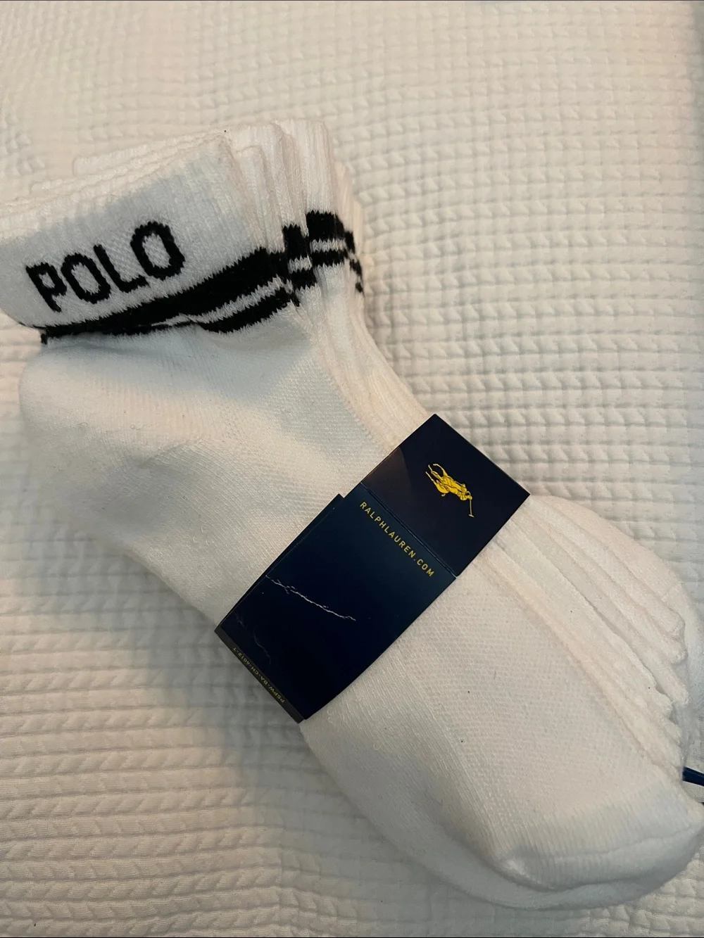 Polo by Ralph Lauren White Crew Athletic Socks 6 Pack, Size 4-10.5.